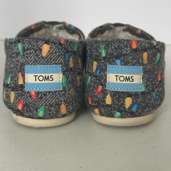TOMS Glow in Dark Tree Lights W 7 Charcoal Slip-on Shoes Faux Shearling lining - Picture 4 of 10